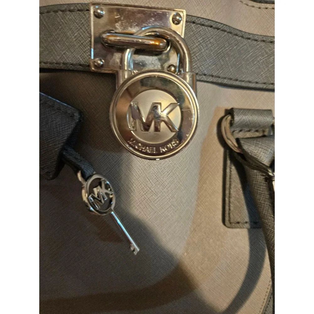 Michael Kors Hamilton Two Tone Leather Satchel Purse